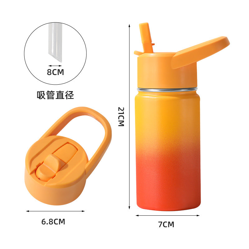 304 stainless steel space flask, spray-painted gradient color ulated cup, outdoor portable handle flask